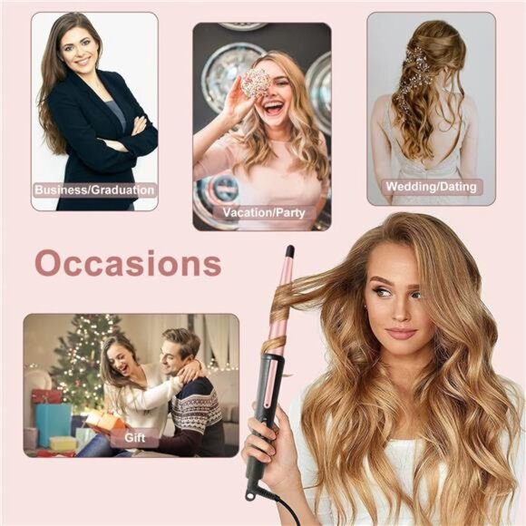 Hair Curling Wand, 0.5-1Inch Tapered Curling Iron, Professional Ceramic Hair - Picture 6 of 8